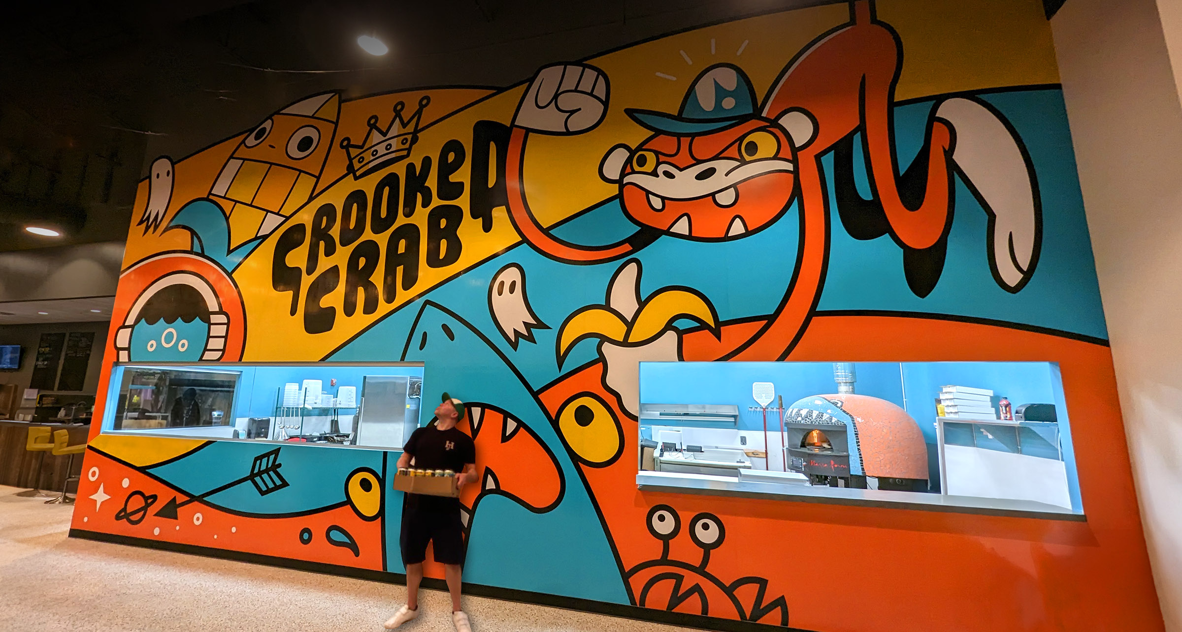 Chris Bishop mural at Crooked Crab taproom in Odenton, Maryland