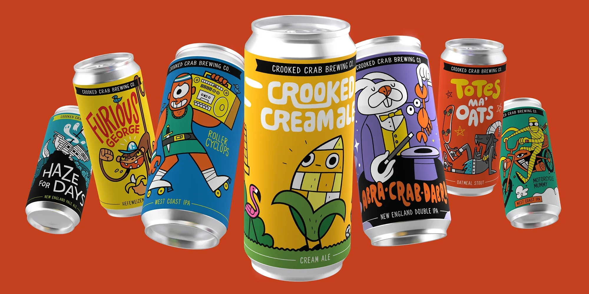 Crooked Crab beer can illustration by Chris Bishop