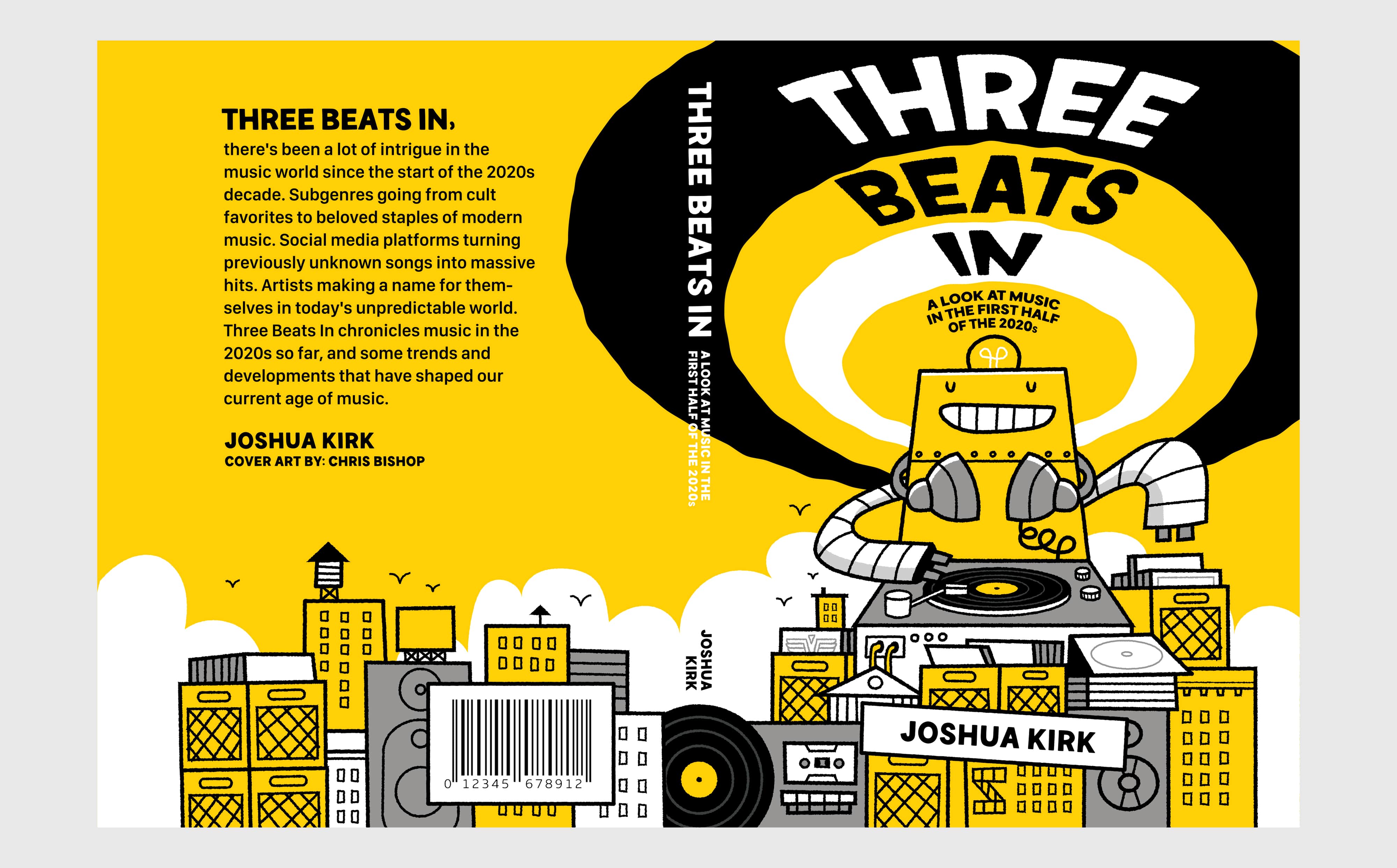 Full wraparound cover art for Three Beats In
